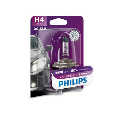 LAMPADA PHILIPS H4 VISION PLUS - 12V 60/55W - (Rif.Philips:12342VPB1)