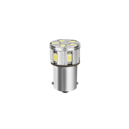 BA15s.jpg 10/30V LED SERIES - 11 SMD X 1 CHIP - (P21W) - BA15S - 1 PZ  - SCATOLA - BIANCO - DOPPIA POLARITÀ - RESISTENZA INCORPO