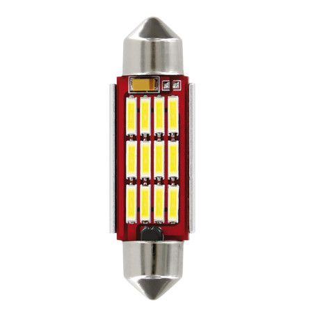 L120.jpg 10/30V LED SERIES - 12 SMD X 1 CHIP - 12X41 MM - SV8,5-8 - 1 PZ  - D/BLISTER - BIANCO - DOPPIA POLARITÀ - RESISTENZA IN