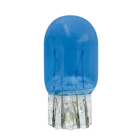 A011.jpg 12V LAMPADA CON ZOCCOLO VETRO BLU-XE 2 FILAMENTI - (W21/5W) - 21/5W - W3X16Q - 2 PZ  - SCATOLA