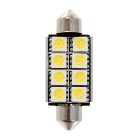 58418-S-02.jpg 12V LED SERIES - 8 SMD X 3 CHIPS - 15X42 MM - SV8,5-8 - 1 PZ  - D/BLISTER - BIANCO - DOPPIA POLARITÀ - RESISTENZA