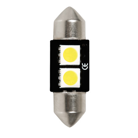 L064.jpg 12V LED SERIES - 2 SMD X 3 CHIPS - 10X32 MM - SV8,5-8 - 1 PZ  - SCATOLA - BIANCO - DOPPIA POLARITÀ - RESISTENZA INCORPO