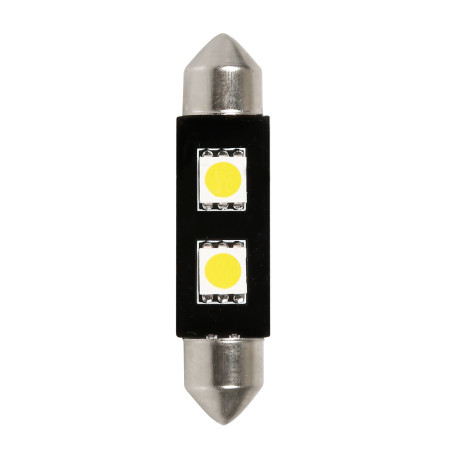 L052.jpg 12V LED SERIES - 2 SMD X 3 CHIPS - 10X42 MM - SV8,5-8 - 1 PZ  - D/BLISTER - BIANCO - DOPPIA POLARITÀ - RESISTENZA INCOR