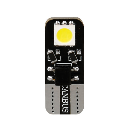 L037.jpg 12V HYPER-LED 6 - 2 SMD X 3 CHIPS - (T10) - BIFOCUS - W2,1X9,5D - 2 PZ  - SCATOLA - BIANCO - DOPPIA POLARITÀ - RESISTEN