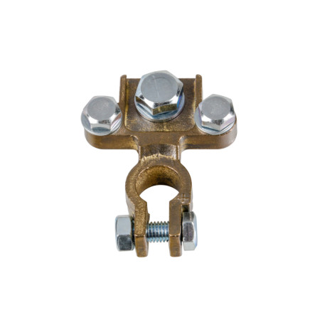 69906-C-01.jpg MORSETTO BATTERIA PESANTE  FISSAGGIO CAVO A CAPOCORDA SU VITE - FORO CAPOCORDA Ø 8/10/8 MM - POLO POSITIVO