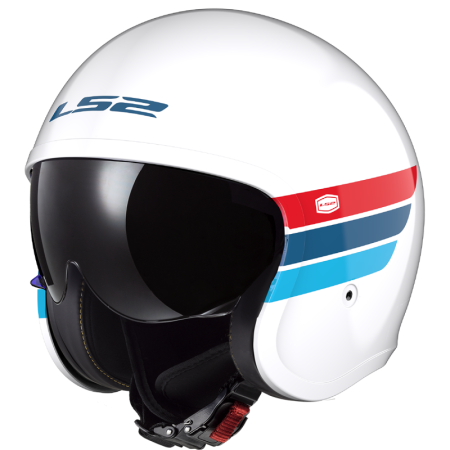 CASCO JET LS2 OF599 SPIDFIRE II RETRO' WHITE/BLUE/RED