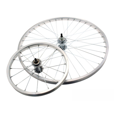 525009040.jpg RUOTA ANTERIORE TIPO R (A BACCHETTA) 28X5/8 - PERNO 3/8, SFERE, MOZZO ALLUMINIO, CERCHIO ALLUMINIO