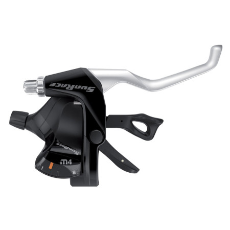 525320121.jpg COPPIA COMANDI INTEGRATI CAMBIO + FRENO M406 COMPATIBILE SHIMANO - 3 X 7V, COLLARINO, CON DISPLAY, NERO ARGENTO