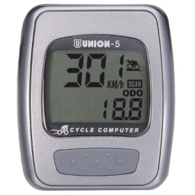 588040080.jpg CICLOCOMPUTER UNION 5 FUNZIONI CON FILO - ARGENTO - ARGENTO