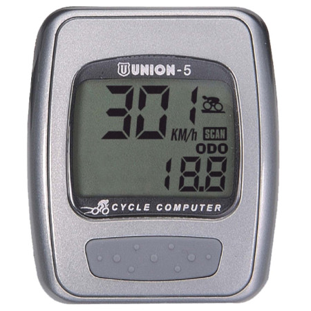 588040080.jpg CICLOCOMPUTER UNION 5 FUNZIONI CON FILO - ARGENTO - ARGENTO
