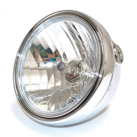 156403.jpg FANALE TONDO D.201 CROMATO VETRO TRASPARENTE H4 E POSIZIONE