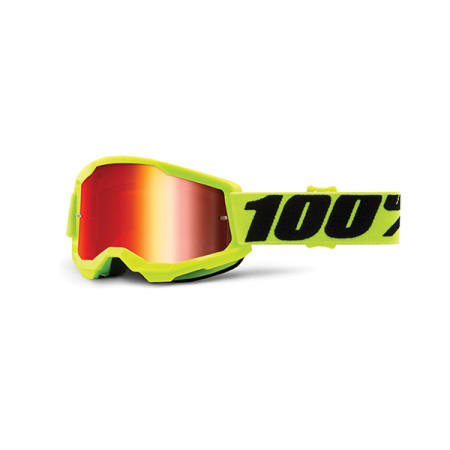 461253.jpg MASCHERA 100% STRATA 2 YOUTH FLUO YELLOW - LENTE A SPECCHIO ROSSA