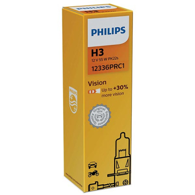 LAMPADA PHILIPS H3 VISION ALOGENA - 12V 55W PK22s - (Rif.Philips: 12336PRC1)