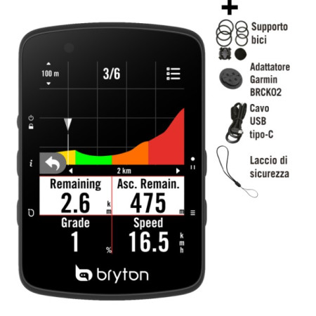 BR650E2.jpg BRYTON - GPS RIDER BR650E CICLO COMPUTER LCD A COLORI TOUCH SCREEN (SOLO DISPOSITIVO)