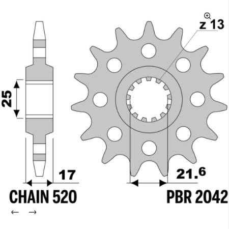 2042 17.jpg Pignoni honda z17 18nc +fori(c.520)