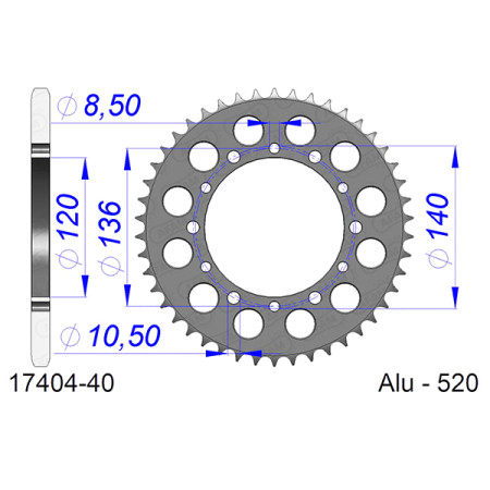 541740440A.jpg CORONA AFAM IN ALLUMINIO P520 - Z40 (DIS.17404)