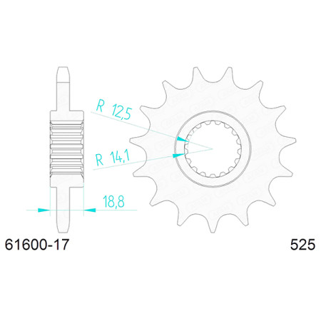 546160017A.jpg Pignone afam in acciaio p525 - z17 (dis.61600)