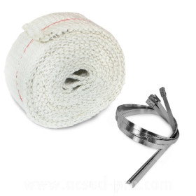 013100.jpg BANDA / FASCIA / NASTRO TERMICO ISOLANTE CHIARO PER COLLETTORI MOTO (2mm x 50mm x 3MT) + Tiranti in acciaio INOX Cust