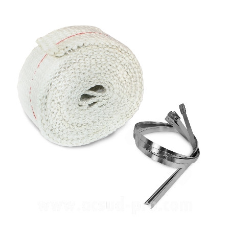 013100.jpg BANDA / FASCIA / NASTRO TERMICO ISOLANTE CHIARO PER COLLETTORI MOTO (2mm x 50mm x 3MT) + Tiranti in acciaio INOX Cust