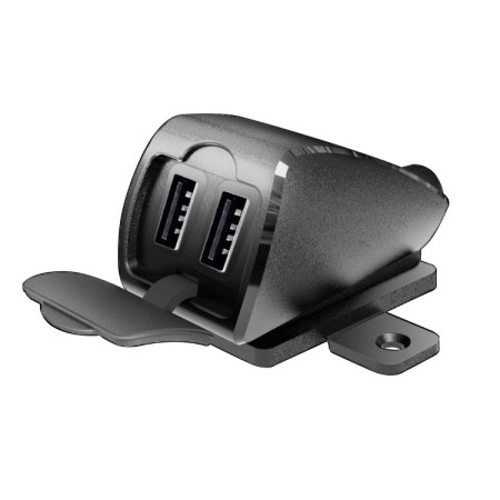 38827-A-01.jpg USB-FIX TREK 2, DOPPIO CARICATORE USB RESISTENTE ALL'ACQUA, FISSAGGIO CON VITI O BIADESIVO - ULTRA FAST CHARGE - 