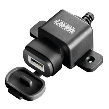38833-A-01.jpg USB FIX PLUG, CARICATORE USB CON FISSAGGIO A VITE E SPINOTTO UNIVERSALE - FAST CHARGE - 2400 MA - 12/24V