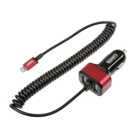 38843-S-03.jpg CARICABATTERIA UNIVERSAL (APPLE 8 PIN / MICRO USB) CON 2 PORTE USB - FAST CHARGE - 5800 MA - 12/24V